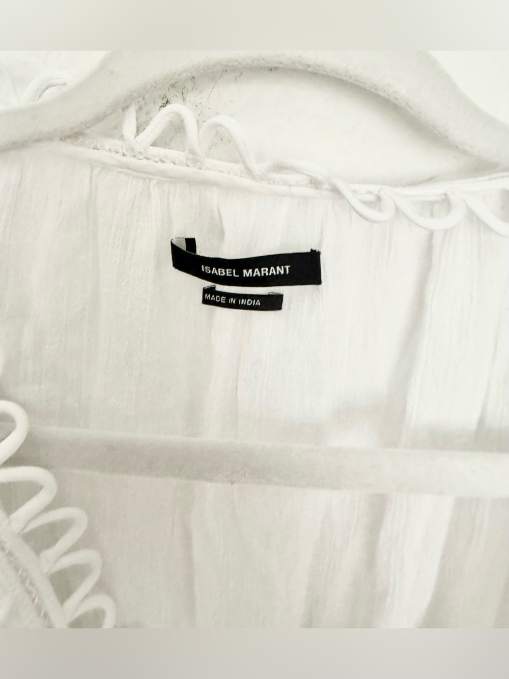 Isabel Marant Yemila Top Shirt Embroidered Ruched Cotton Flutter Sleeve Sz XS - Picture 7 of 9